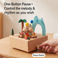 Boîte à musique de Noël en bois MELODY, train de Noël magnétique rotatif à remonter, pour table, intérieur