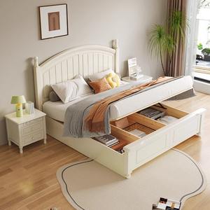 Lit simple convertible de style américain pour enfants avec rangement, en bois massif blanc et rembourrage en coton, pour chambre de filles - Product Image 4