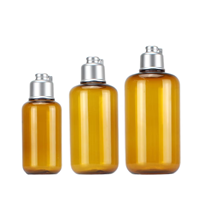 Matte Silberne Flip-Cap Flaschen für Hautpflege-Serum, Shampoo und Lotion, 100ml 200ml 300ml Leere Bernsteinfarbene Plastik-Tonerflaschen mit Schraubverschluss