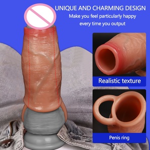 Manchon extra large à dents de loup, extenseur de pénis épaissi, jouet masculin en silicone pour adulte, préservatif en cristal allongé - Product Image 5