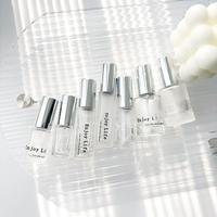 Flacon pulvérisateur carré en verre transparent dépoli vide pour parfum, avec bouchon à vis et impression sérigraphiée, 5ml, 10ml, 20ml, 30ml, étiquette personnalisée