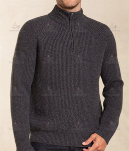 Proveedor de prendas de punto personalizado <span class=keywords><strong>cuello</strong></span> <span class=keywords><strong>alto</strong></span> para <span class=keywords><strong>hombre</strong></span> 1/4 cuarto Zip Jumper <span class=keywords><strong>Jersey</strong></span> de punto de lujo lana Cachemira media cremallera suéter hombres - Product Image 1
