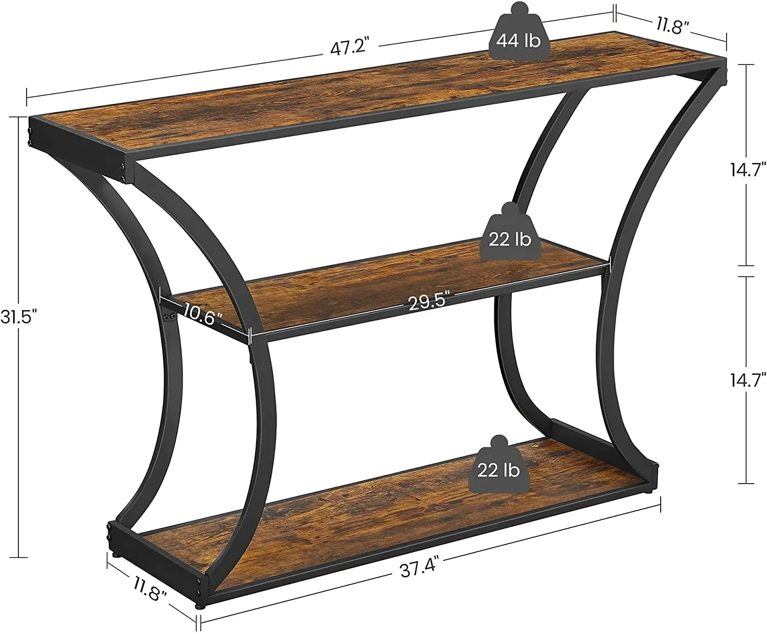 Licht Luxe Tv Stand Console Tafel Sofa Tafel Hal Tafel Met Gebogen Frames Open Planken Voor Hal Woonkamer