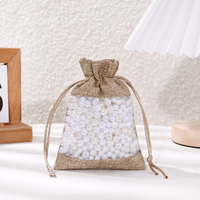 Sacs cadeaux en organza et toile de jute avec cordon de serrage pour bijoux, petits sacs en maille pour fêtes de mariage et Noël, pochettes artisanales DIY