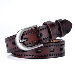 Style creux en cuir vintage avec ceintures à boucle en argent brossé pour femmes - Product Image 3