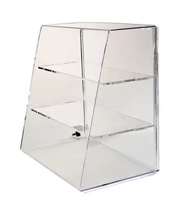 个性化原始设备制造商定制透明亚克力展示柜，带平板搁板和倾斜正面