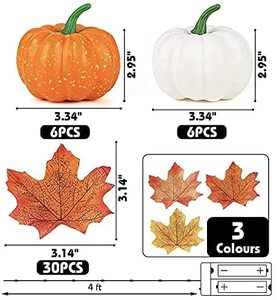 12 Chiếc Bí Ngô Nhân Tạo Với 30 Chiếc Lá Phong Sống Động Như Thật Rau Để Trang Trí Lễ Tạ Ơn Halloween Vòng Hoa Mùa Thu - Product Image 2