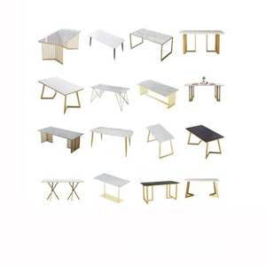 โต๊ะทานอาหารหินอ่อนสีทองแบบเรียบง่ายสำหรับร้านกาแฟและโรงแรม - Product Image 3