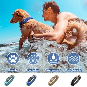 Colliers de chien réfléchissants bleus tactiques de haute qualité en nylon en vrac collier de chien de formation Airtag réglable Logo personnalisé