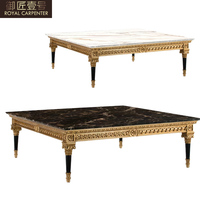 Table basse ovale généreuse de style européen traditionnel, en bois massif, pour salon de palais français, table à thé