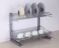 Support de rangement de comptoir en chrome à deux niveaux pour assiettes et bols, idéal pour la cuisine domestique – Vente en gros et personnalisation