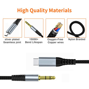 Nouvel <span class=keywords><strong>adaptateur</strong></span> audio stéréo Hi-Fi USB-C vers TRS 2024, câble tressé <span class=keywords><strong>auxiliaire</strong></span> mâle Type-C vers 3,5 mm pour casque et voiture - Product Image 4