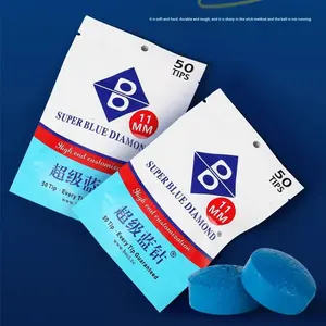 Punta de Taco de <span class=keywords><strong>Billar</strong></span> de Cuero Azul Diamante de Alta Calidad, 11 mm, Tamaño Mediano, No Requiere Presión, <span class=keywords><strong>Billar</strong></span> Especial, Hecho en China - Product Image 2