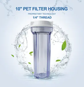 10inch 1/4" thread connector clear water filter housing PET material
