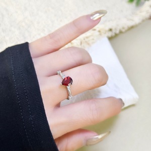 8 bagues simples en argent 925 avec cristaux en forme de goutte d'eau de 6*8 mm, réglables, en pierre naturelle, plaquées rhodium, brossées, bijoux de créateur pour femmes - Product Image 3