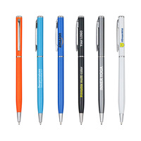 Stylo bille métallique pour commandes en gros, approvisionnement stable, corps fin, encre noire, usage bureau et scolaire, pour la revente, logo personnalisé