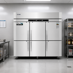 Congélateur vertical commercial à refroidissement par air 1580L 6 portes en acier inoxydable pour restaurant et cuisine G1.84M6/D1.84M6 1580L Si - Product Image 3