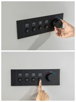 Ensemble de douche cascade HONGDEC en laiton brossé doré non revêtu avec jets latéraux, douchette à main et système de douche thermostatique encastré au plafond