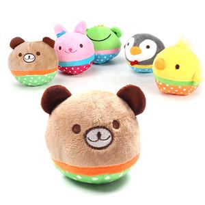 かわいい小動物 エコフレンドリーな犬用ぬいぐるみおもちゃ ウサギ ペンギン ヒヨコ クマ ボール型 鳴き笛入り 卸売 - Product Image 1