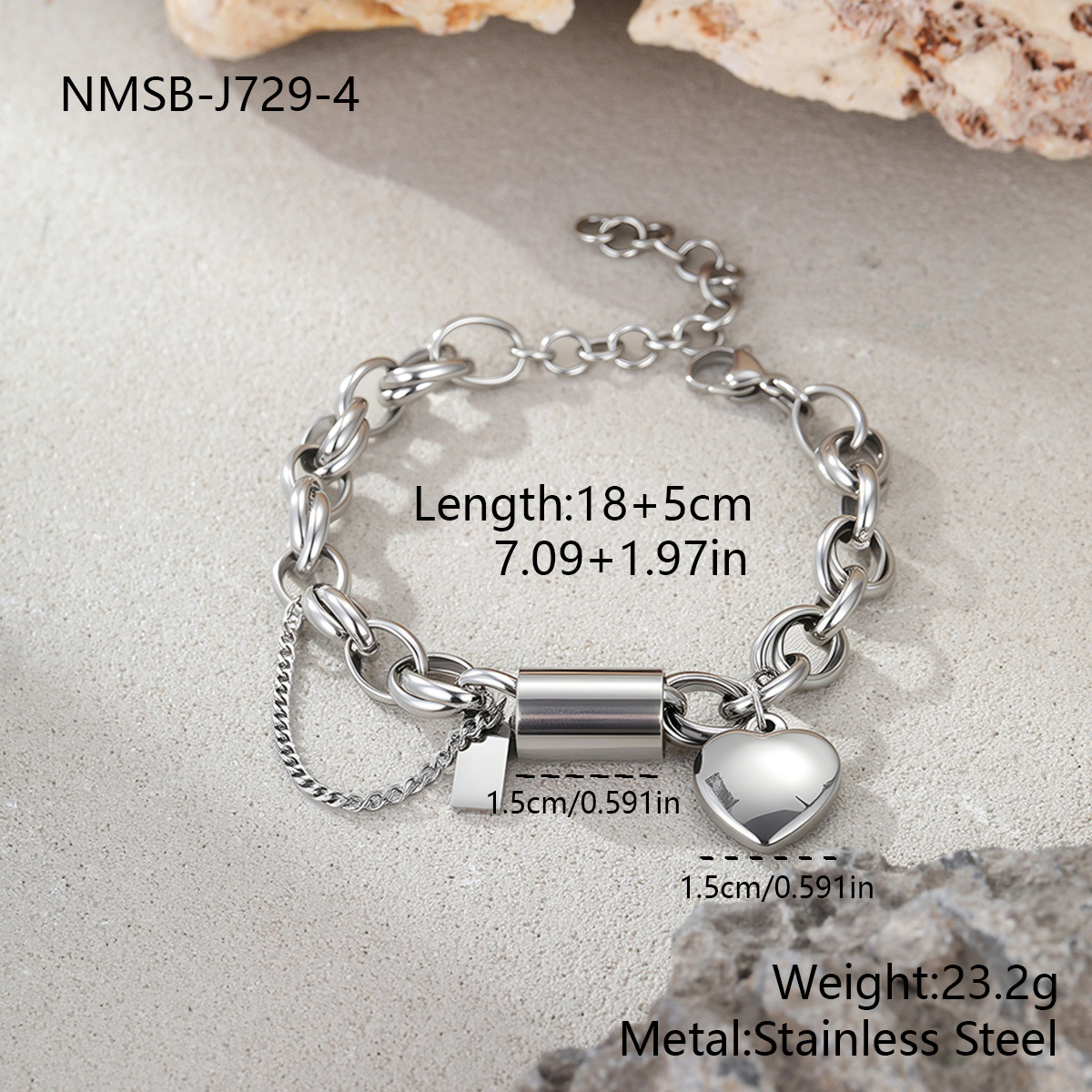 NMSB-J729-4 Steel Color Bracelet