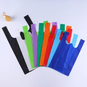 Low Price Promotion Supermarket Non-Woven Vest Grocery Bag Nonwoven T Shirt Bag Non Woven Shopping Bag