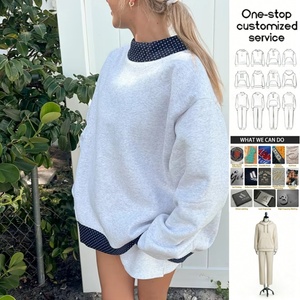 <span class=keywords><strong>Felpa</strong></span> Oversize da Donna Personalizzata ODM di Alta Qualità, 100% Cotone Anti-restringimento, con Motivo a Pois, Blocchi di Colore, Collo Alto e Polsini Lunghi - Product Image 2