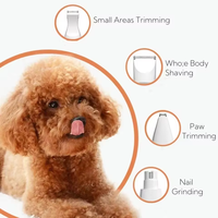 2Elecpet 4 en 1 Kit de toilettage multifonctionnel pour animaux de compagnie Tondeuse à cheveux à faible bruit Tondeuse à griffes et broyeur à ongles rechargeable