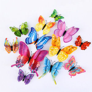 12 pegatinas de mariposas para pared, coloridas, imanes 3D de mariposas, calcomanías de pared de doble capa, mariposas removibles, arte de pared DIY, manualidades. - Product Image 6