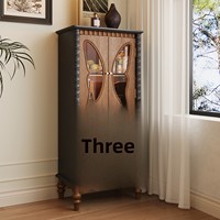 Armoire d'entrée en bois massif de style médiéval à double porte et 3 tiroirs, armoire décorative de style français pour restaurant, couleur assortie