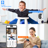 Kamera Keamanan Rumah Tuya Wi-Fi Smart Indoor Dual-Lens dengan Penglihatan Malam, Audio Dua Arah, dan Peringatan Deteksi Gerakan
