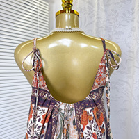 Robe maxi ample sans manches à imprimé STOCK, avec liens aux épaules, pour femme, robe de plage bohème d'été, TAILLE UNIQUE