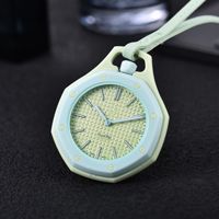 Montre de poche analogique à quartz de forme octogonale avec cordon en cuir pour femmes et hommes