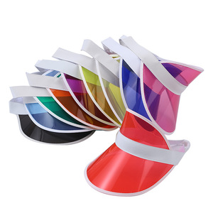 <b>PVC</b> Transparent Plastic Sun Visor Hat Sports Cap Summer Empty <b>Top</b> Beach UV Protection Sunshade Hats for Promotion Custom Logo - Product Image 1