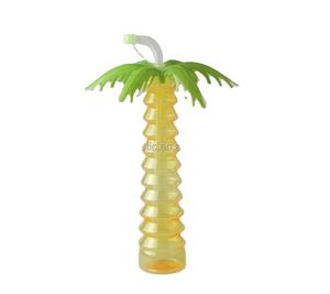 Gobelet à paille fantaisie en plastique de 15 oz en forme de palmier avec logo personnalisé 6*28cm pour la plage et les fêtes hawaïennes - Product Image 2