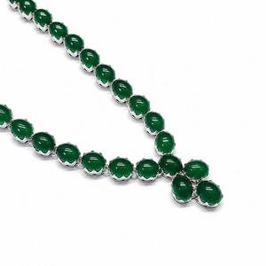 Collier en argent sterling 925 plaqué rhodium avec onyx vert pour femmes - Product Image 3