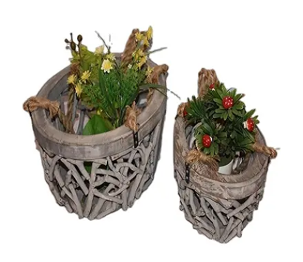 China Manufacturer horticultural willow wood basket wooden crafts for flowers
