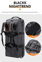 Sac à dos à roulettes avec sangles amovibles, sac de voyage convertible, sac de sport à roulettes, bagage à main spacieux pour les voyages