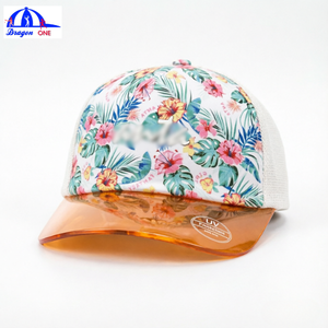 Casquette de camionneur à imprimé floral tropical avec visière transparente anti-UV, casquette de plage unisexe d'été, casquette de baseball respirante avec dos en maille - Product Image 1