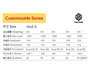 Jantes de camion en aluminium Gensole GTB2415 16*5.5 16*6 17.5*6, alliage 6061-T6, finition argentée, pour camping-cars et caravanes, rénovation/amélioration - Product Image 2