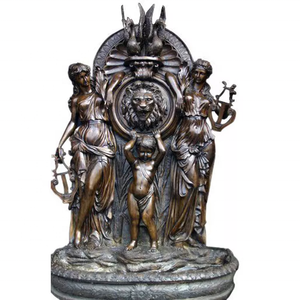 Fonte de bronze para parede, fonte de água clássica para pátio, cabeça de leão, metal, cachoeira, para áreas externas - Product Image 6