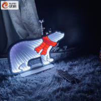 Haute qualité 15 pouces 5V LED néon miroir lumières multicouche ours polaire acrylique pour intérieur atmosphère de noël décor batterie boîte