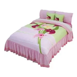 Ensemble de couette Priscila King Size, motif floral, 4 pièces, style princesse, volants, literie pour la maison, toutes saisons - Product Image 3