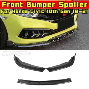 For Honda Civic 10th Gen 19-21 Car Front Bumper <b>Lip</b> Splitter Diffuser Spoiler Body Kit <b>Gloss</b> Black Bumper <b>Lip</b> Modification Part - Product Image 3