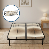 California King Modern Durable Strong Stainless Steel Wood Bed Frame Slat Platform for Upscale Condo Master Bedroom Home