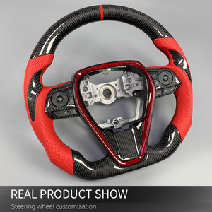 Volante de Fibra de Carbono Personalizado con Empuñaduras de Cuero Rojo para Toyota Camry 8.ª Generación XLE <span class=keywords><strong>SE</strong></span> XSE Avalon 2018-2023 - Product Image 3