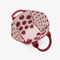Diseñador personalizado negro puntos blancos bolsa de mano con asa-Venta caliente promocional de compras de viaje bolso de la escuela