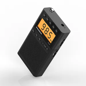 摩登风格便宜便携式fm熊猫品牌小口袋收音机黑色短波接收器LCD显示屏am fm收音机