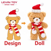 Ours en peluche personnalisé pour Noël avec chapeau de Père Noël et écharpe tricotée, cadeau promotionnel de vacances OEM ODM
