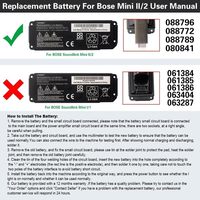 088796 Baterai Pengganti Li-Po 7.4V Isi Ulang untuk Soundlink Mini 2-Pengganti untuk 088789