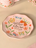 Tasse en céramique personnalisée motif papillon rose et floral avec assiettes, ensemble de tasses à dîner avec poignée pour le thé et le café
